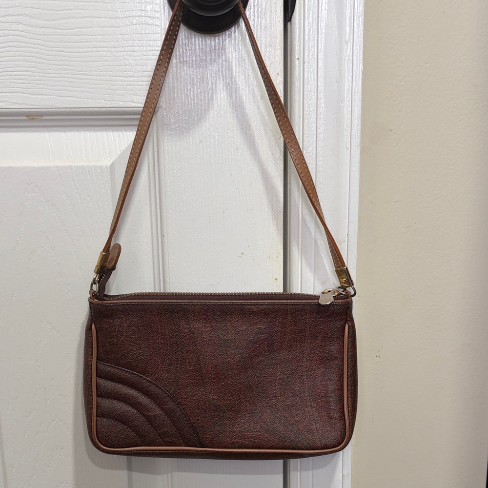 Etro Brown Leather Wristlet Clutch